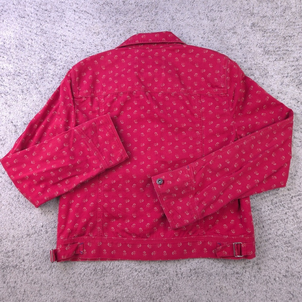 Lauren Ralph Lauren Denim Jacket Womens Small Red‎ Floral Button Jean Trucker - Picture 2 of 11